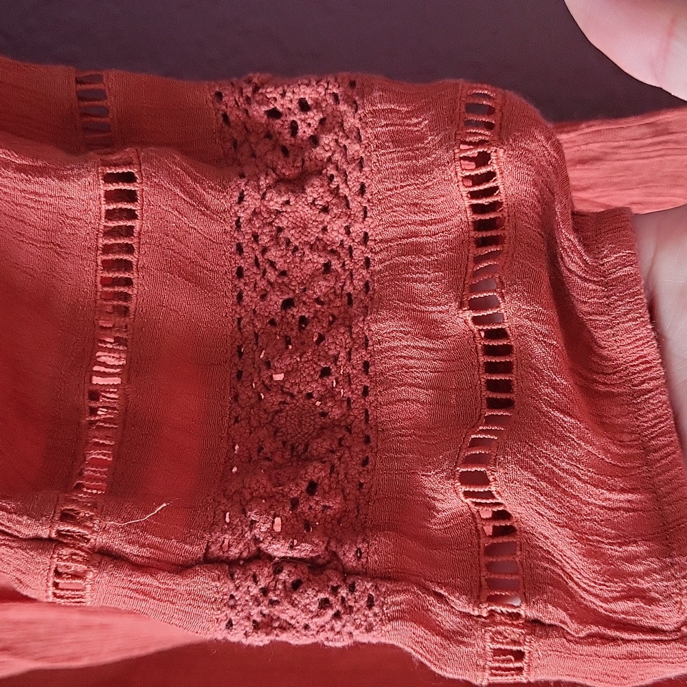 Bwear Terracotta Blouse with Embroidered Sleeves - Picture 8 of 12